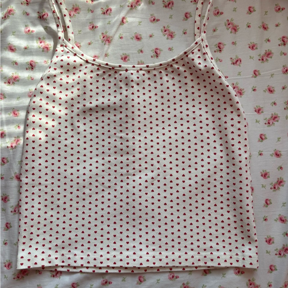 White and Red Hearts Polka Dot Women's Top